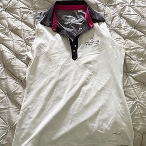 White and Black Golf Club Sleeveless Polo